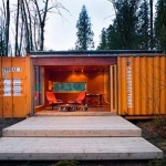 Sliding Door on Shipping Container in the Woods